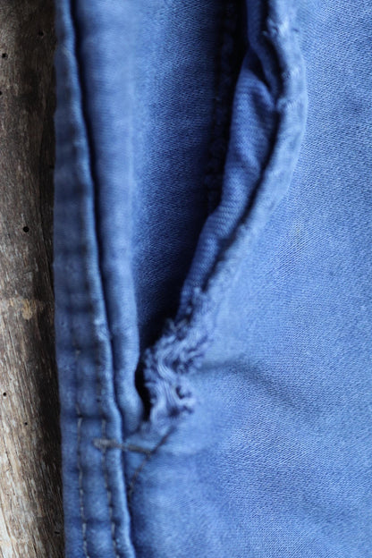 Vintage 1940s French workwear trousers - buckle back chore pants - blue moleskin - 37” x 25”