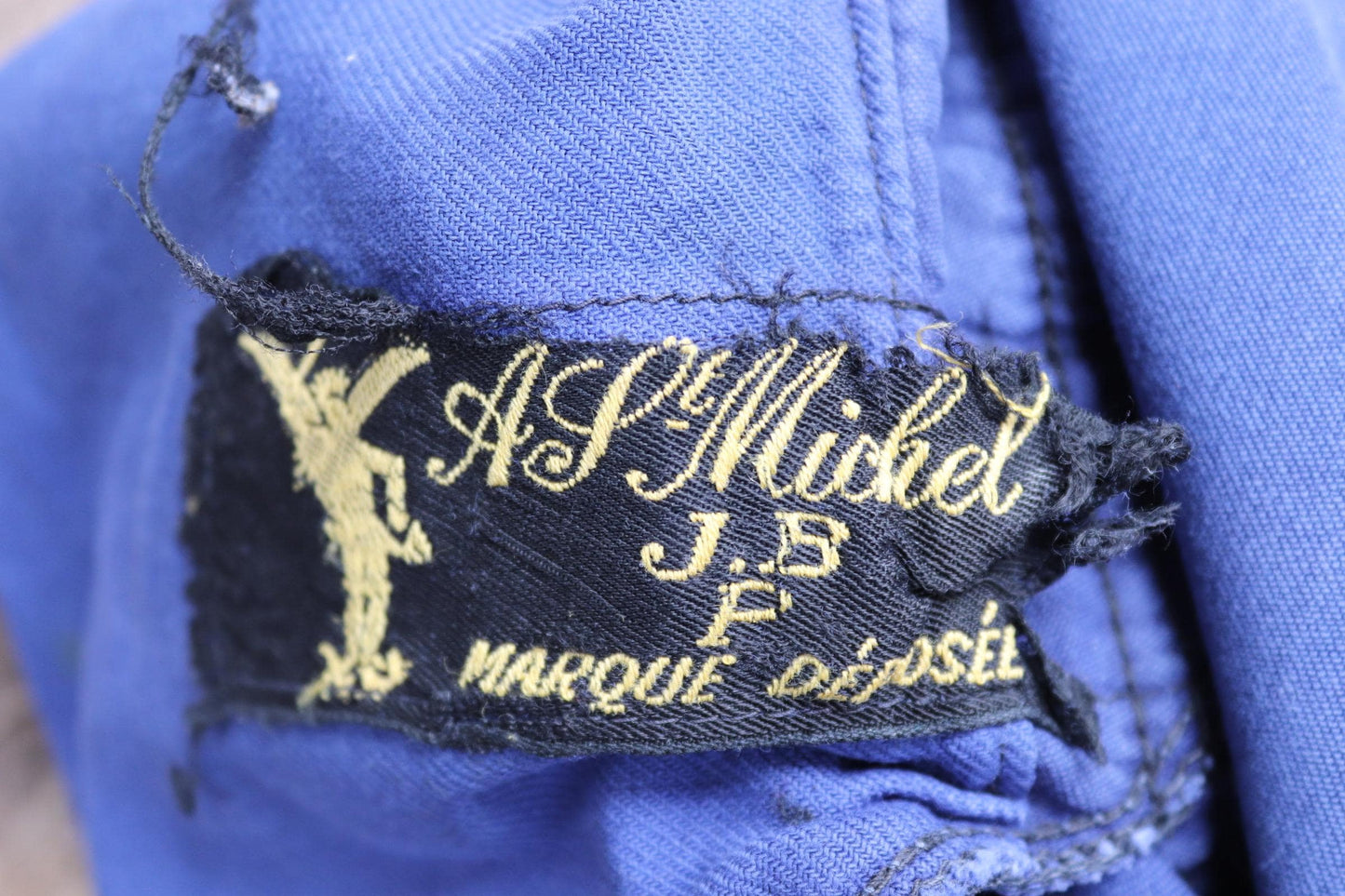 Vintage 1940s French workwear trousers - buckle back chore pants - blue moleskin - 37” x 25”