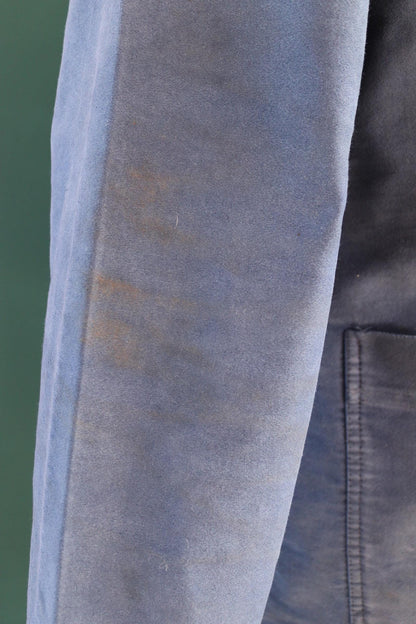 Vintage French blue moleskin workwear jacket - distressed chore coat - 47" chest
