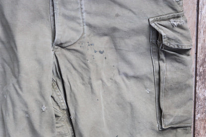 Vintage 1940s French M47 cargo pants - cotton workwear trousers - military utility - 35" x 30"