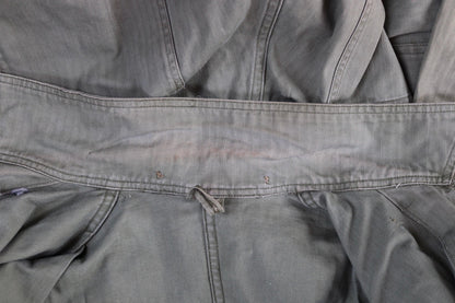 Vintage WW2 US army 1st pattern HBT overalls - 1940s military workwear - OD8 green belted coveralls - 43” x 37” x 26”