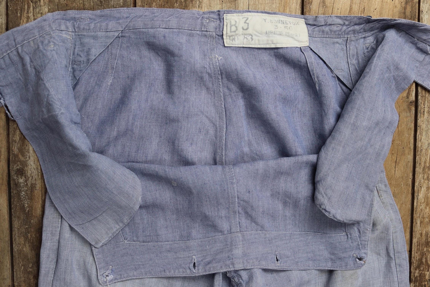 Vintage 1950s French linen trousers - sailor pants - military workwear - fall front - wide leg - 33" x 33"