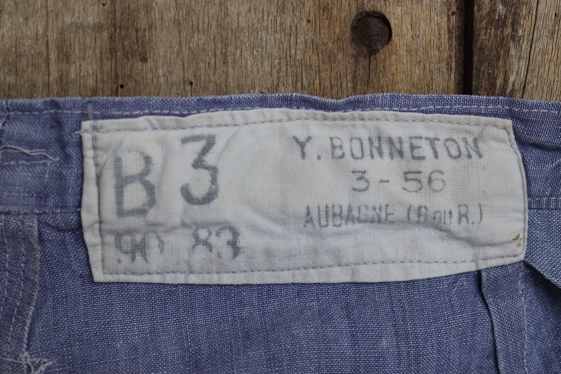Vintage 1950s French linen trousers - sailor pants - military workwear - fall front - wide leg - 33" x 33"