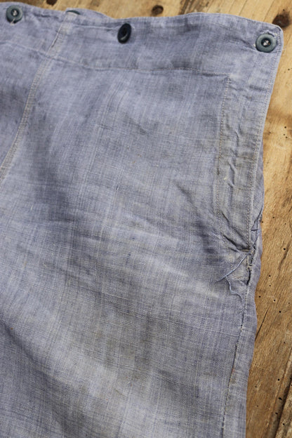 Vintage 1950s French linen trousers - sailor pants - military workwear - fall front - wide leg - 33" x 33"