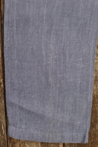 Vintage 1950s French linen trousers - sailor pants - military workwear - fall front - wide leg - 29" x 31"
