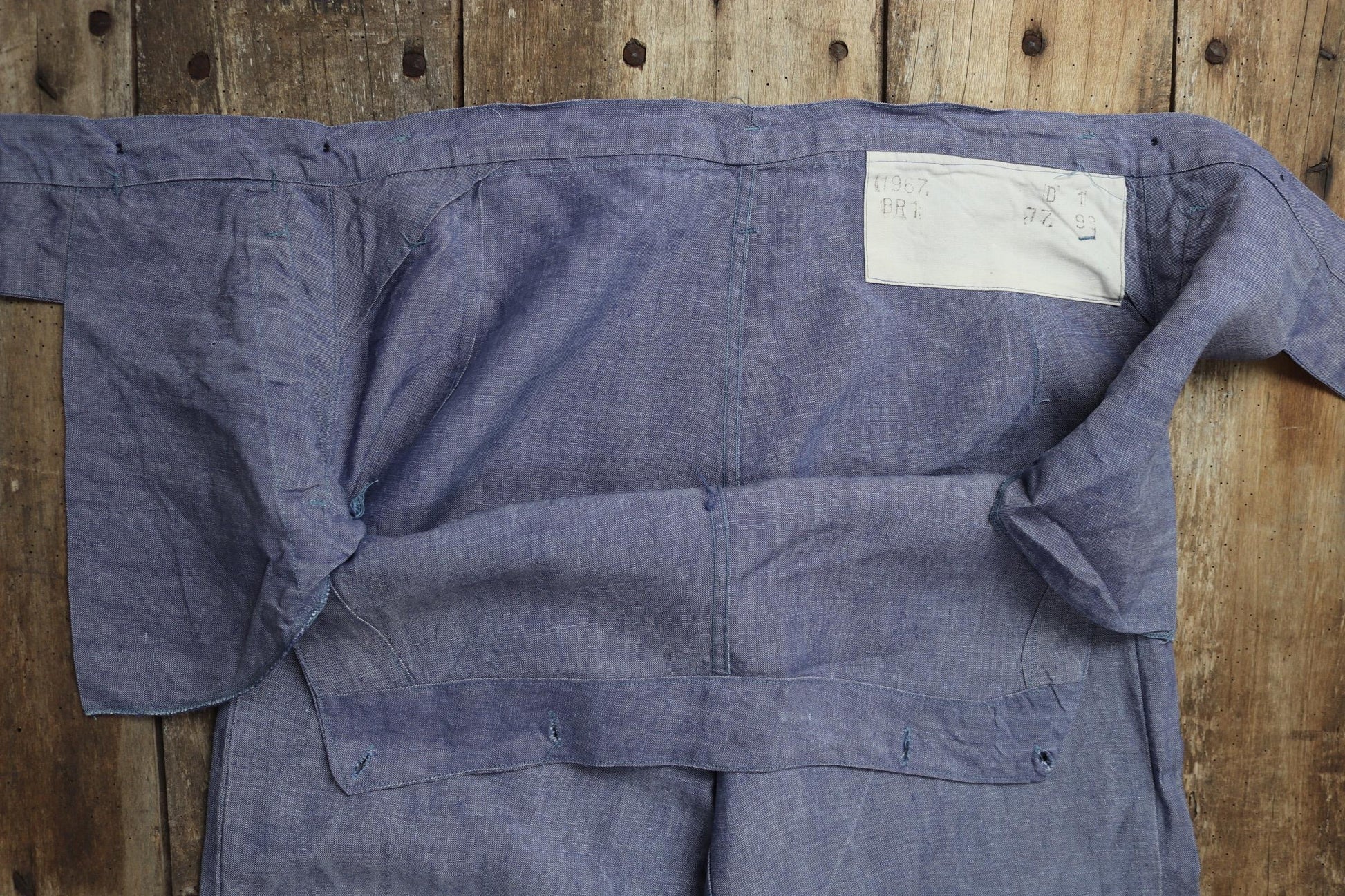 Vintage 1960s French linen trousers - sailor pants - military workwear - fall front - wide leg - 36" x 30"