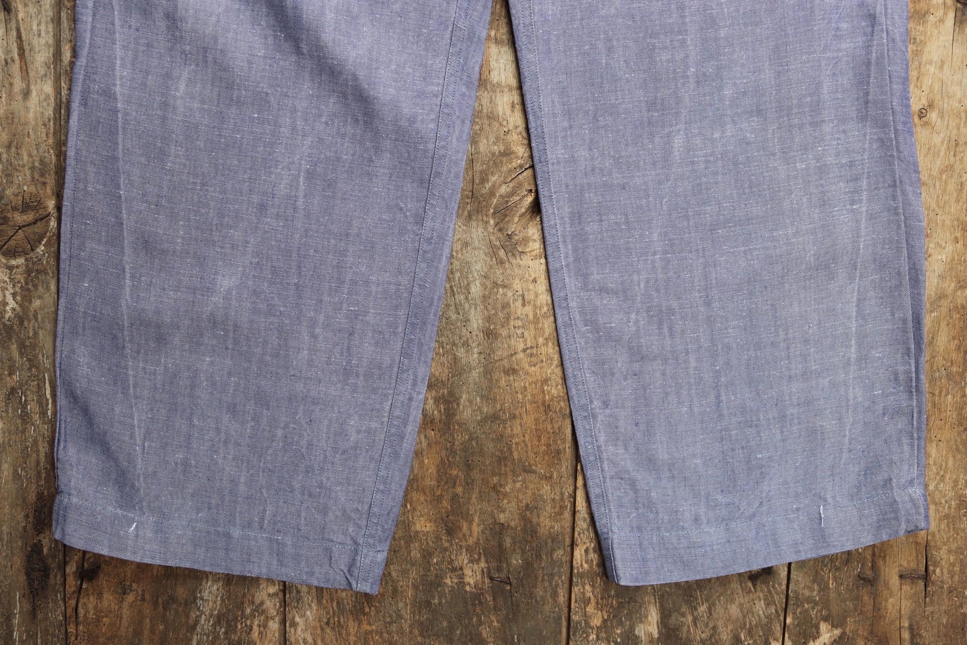Vintage 1960s French linen trousers - sailor pants - military workwear - fall front - wide leg - 36" x 30"