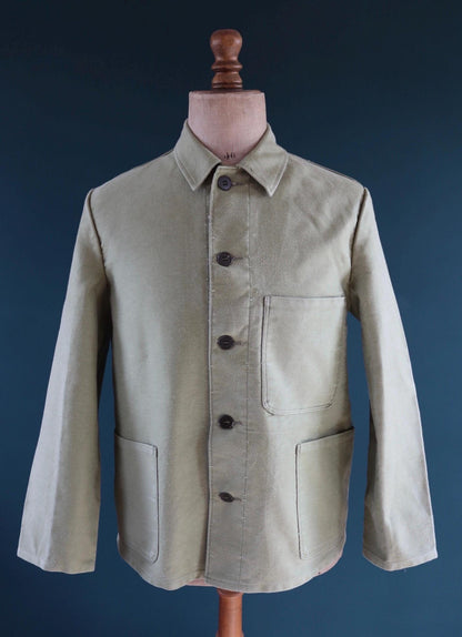 Vintage 1980s green moleskin workwear jacket - chore coat - 43" chest