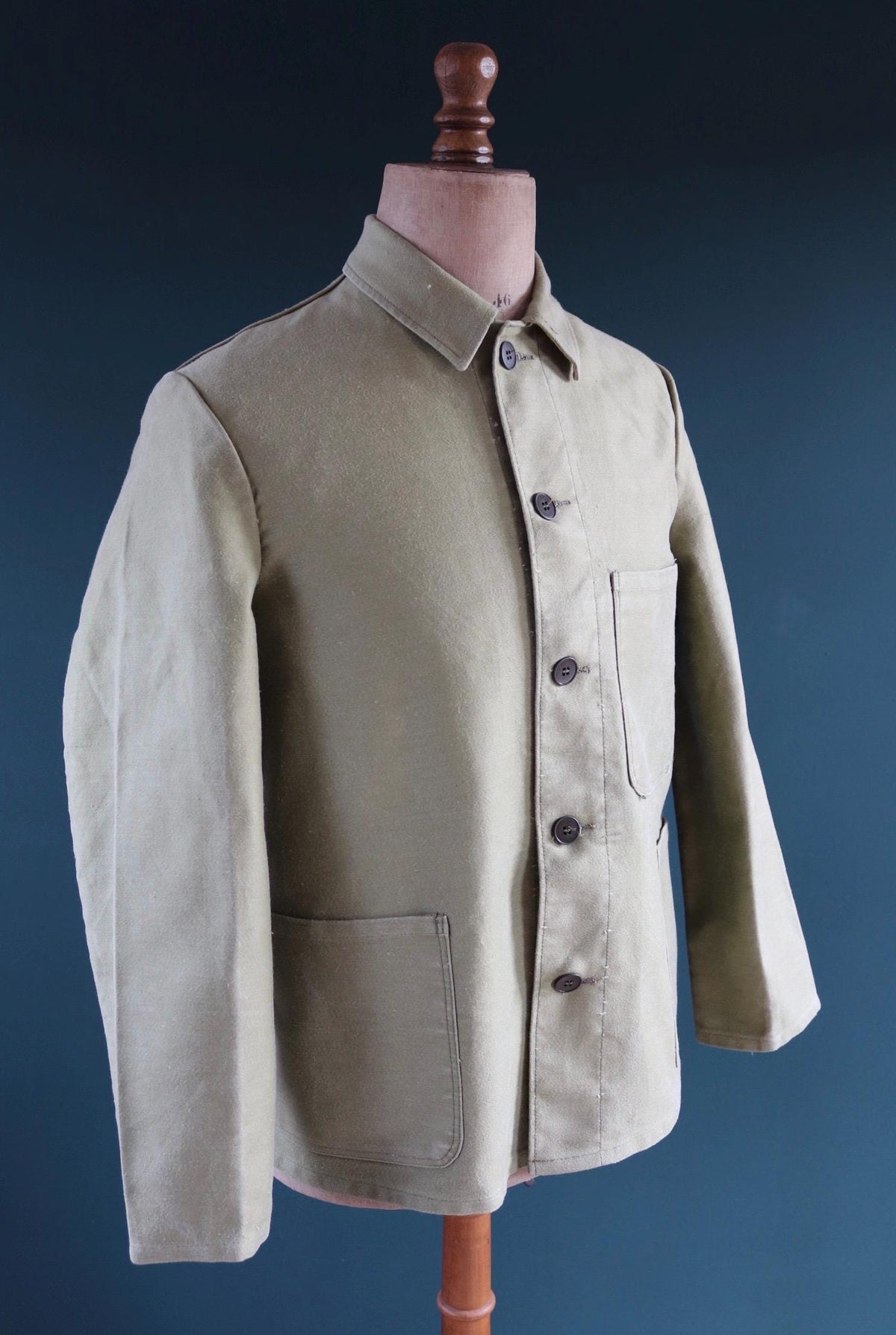 Vintage 1980s green moleskin workwear jacket - chore coat - 43" chest