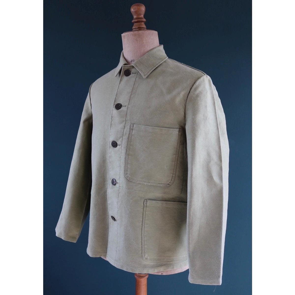 Vintage 1980s green moleskin workwear jacket - chore coat - 43" chest