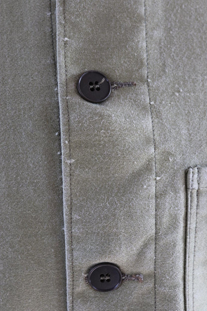Vintage 1980s green moleskin workwear jacket - chore coat - 43" chest