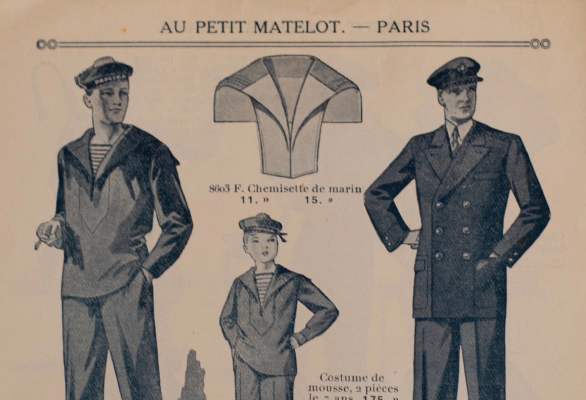 Vintage 1930s French wool sailor shirt - Au Petit Matelot - 46" chest