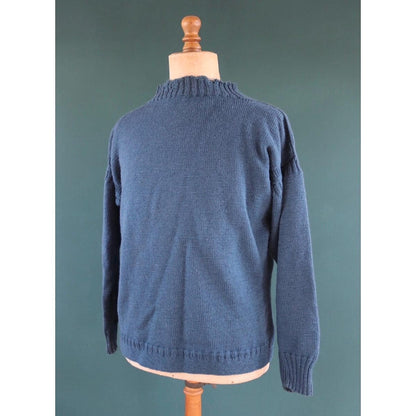 Vintage hand knitted wool Guernsey jumper - fisherman workwear - Breton sweater - 46” chest