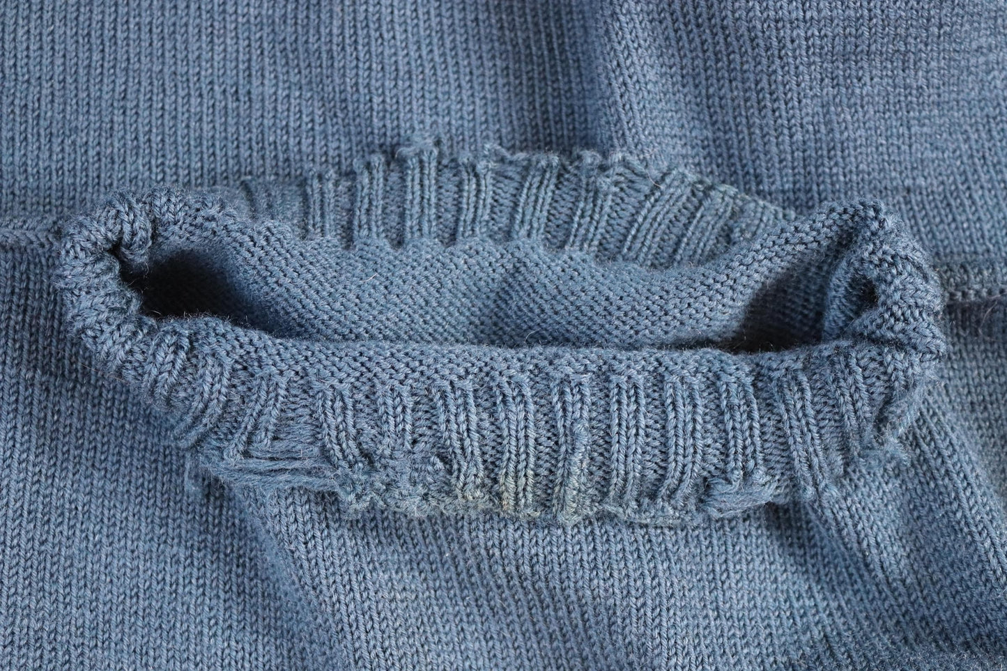 Vintage hand knitted wool Guernsey jumper - fisherman workwear - Breton sweater - 46” chest