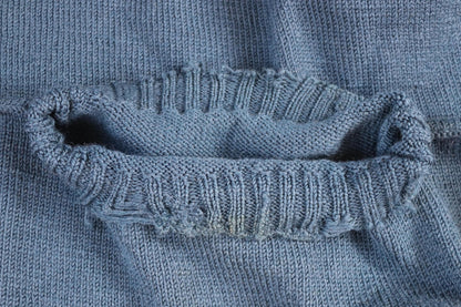 Vintage hand knitted wool Guernsey jumper - fisherman workwear - Breton sweater - 46” chest