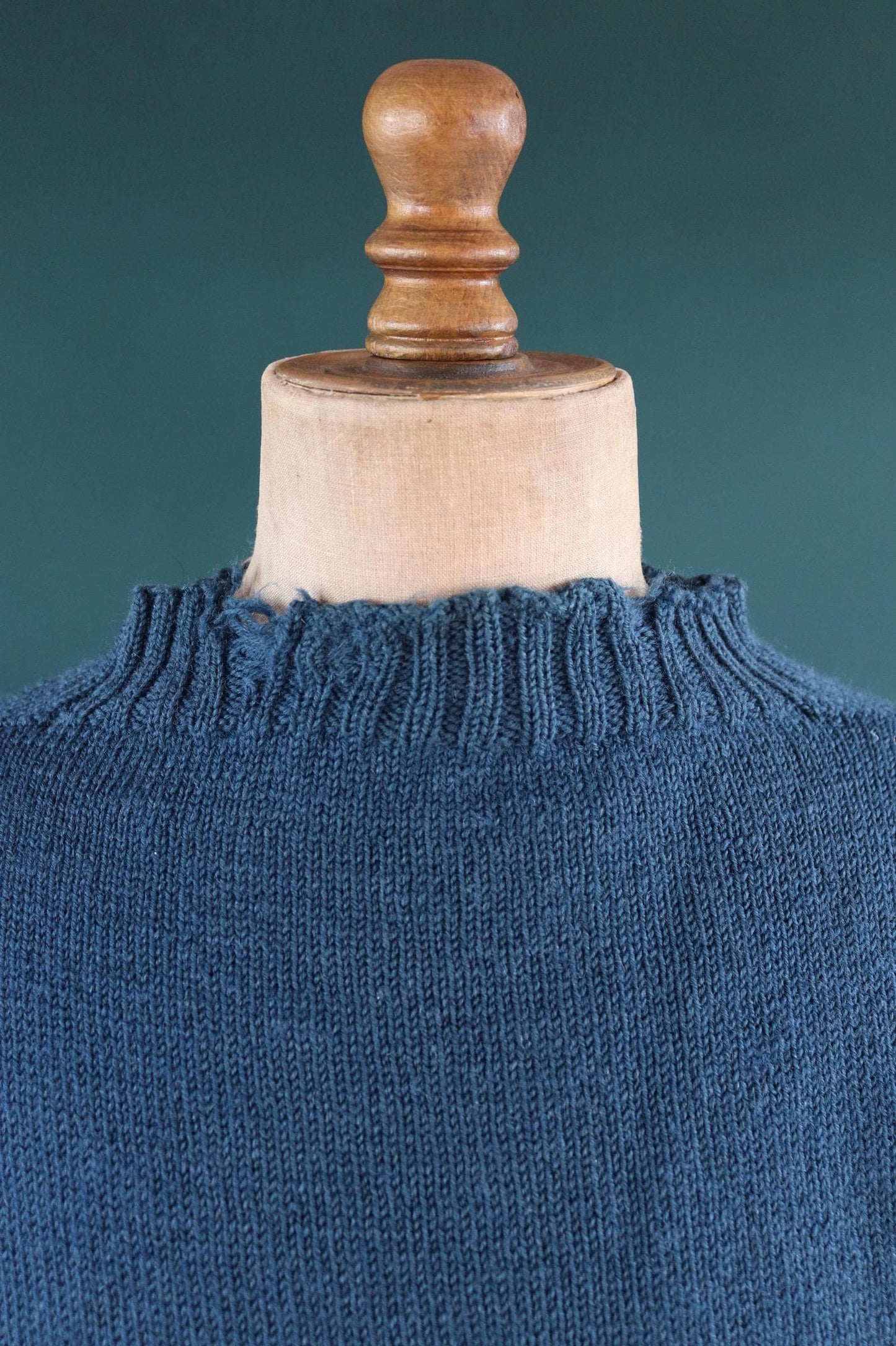 Vintage hand knitted wool Guernsey jumper - fisherman workwear - Breton sweater - 46” chest