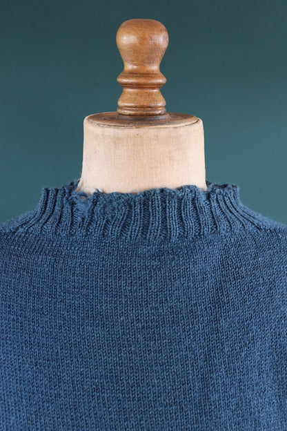 Vintage hand knitted wool Guernsey jumper - fisherman workwear - Breton sweater - 46” chest