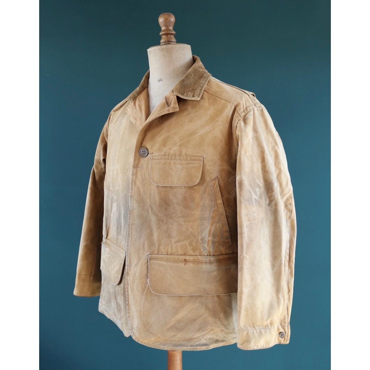 Vintage 1930s Utica Duxbak workwear jacket - duck cotton canvas - chore coat - 48” chest