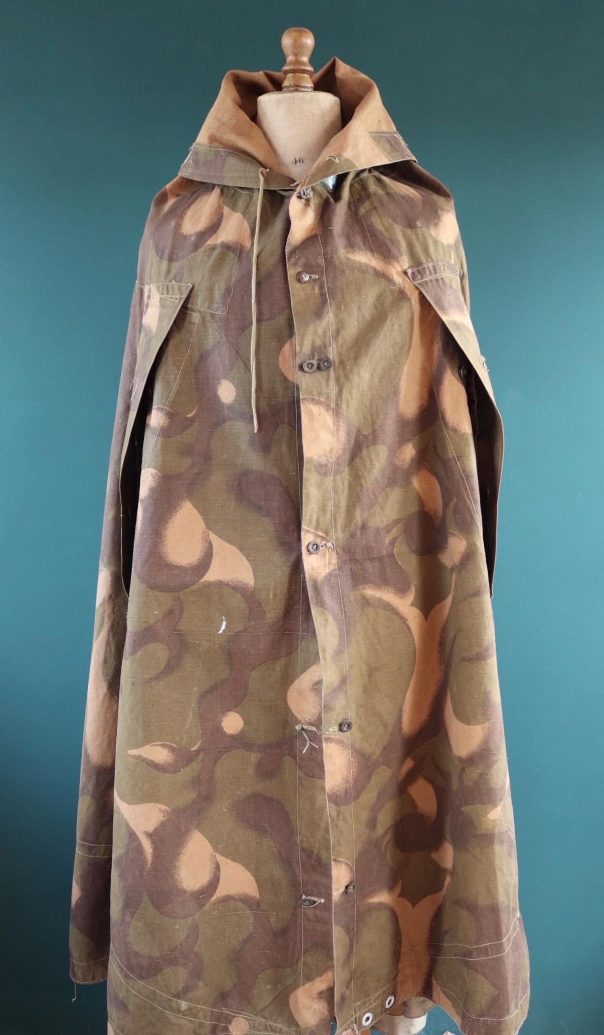 Vintage Hungarian military Zeltbahn cape - camouflage poncho - LARP