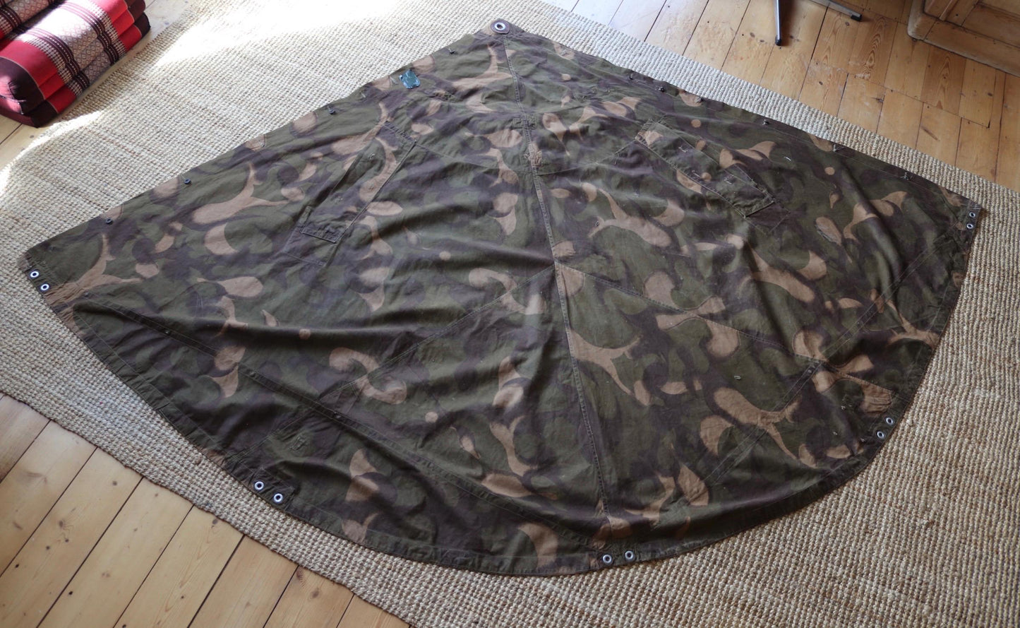 Vintage Hungarian military Zeltbahn cape - camouflage poncho - LARP