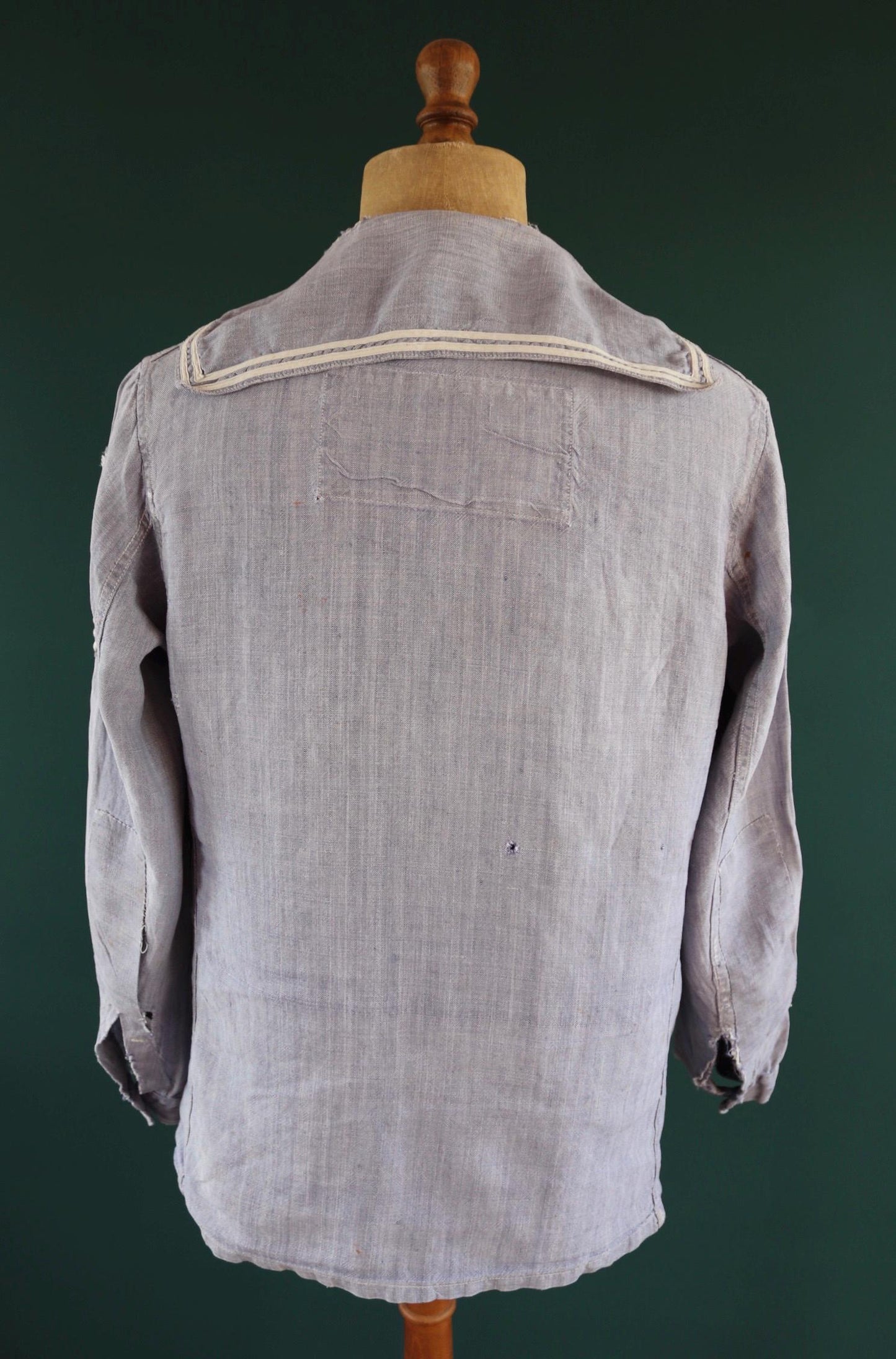 Vintage 1960s French linen saillor shirt - military workwear - 42" chest