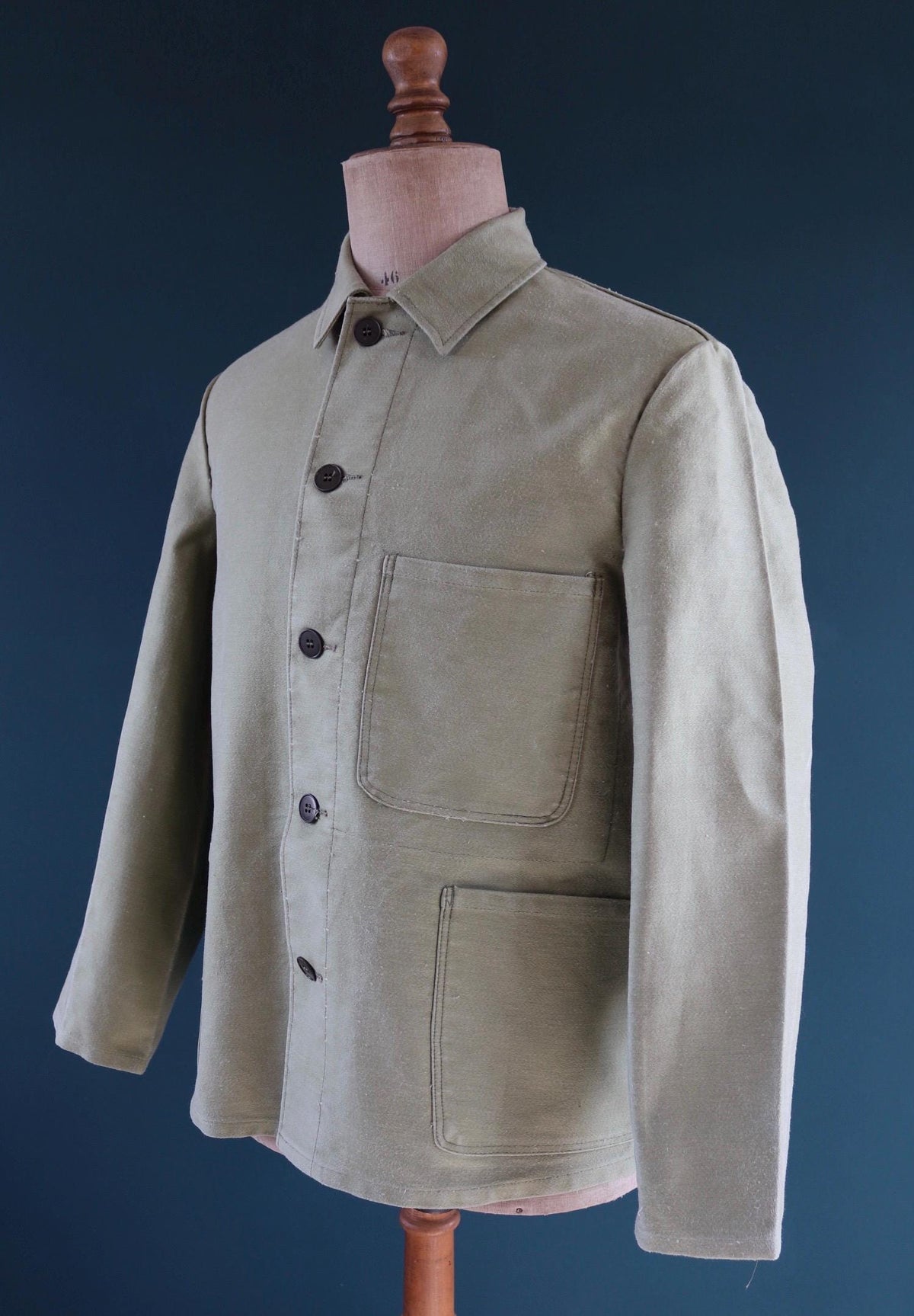 Vintage 1980s green moleskin workwear jacket - chore coat - 43" chest