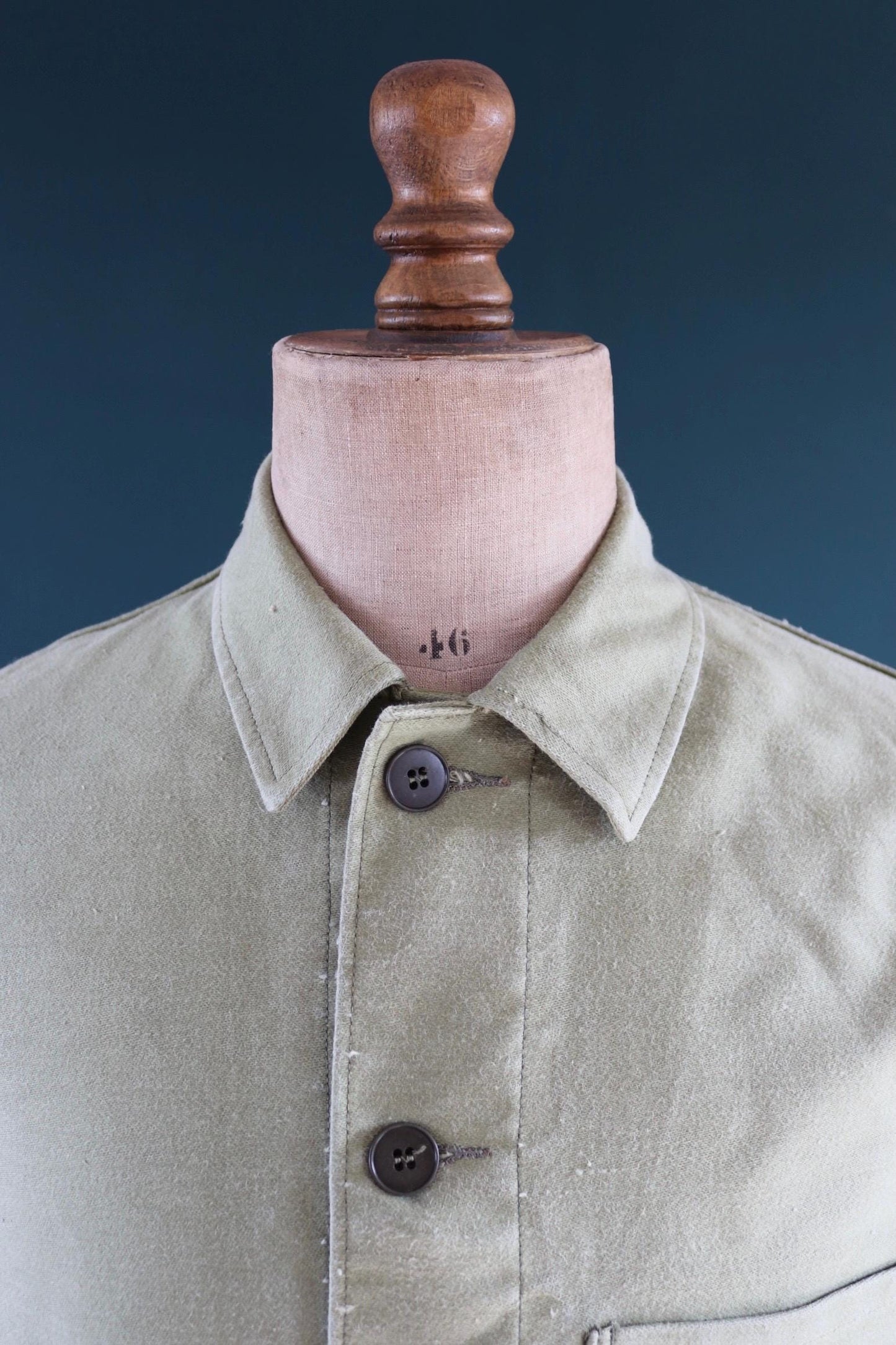 Vintage 1980s green moleskin workwear jacket - chore coat - 43" chest