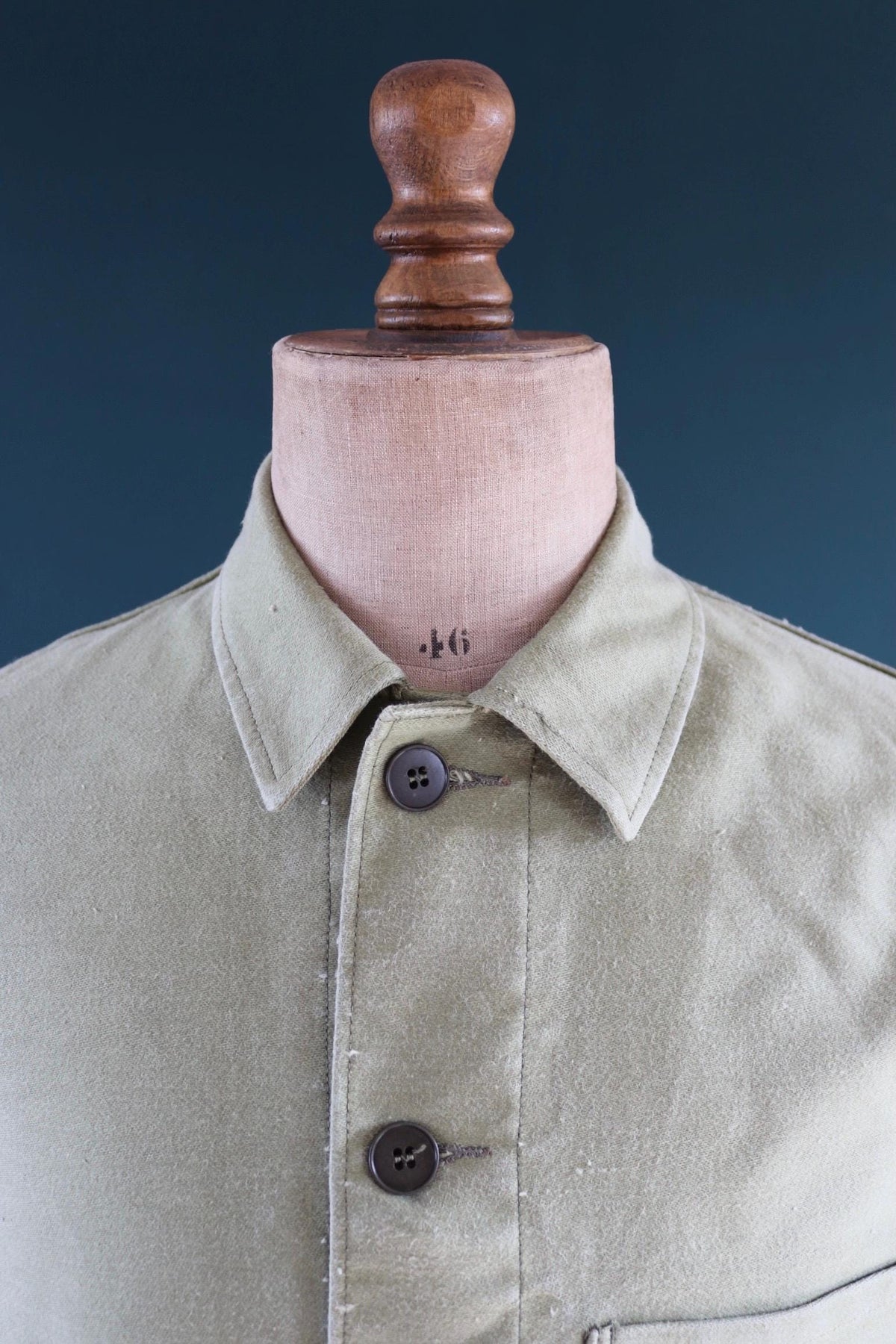 Vintage 1980s green moleskin workwear jacket - chore coat - 43" chest