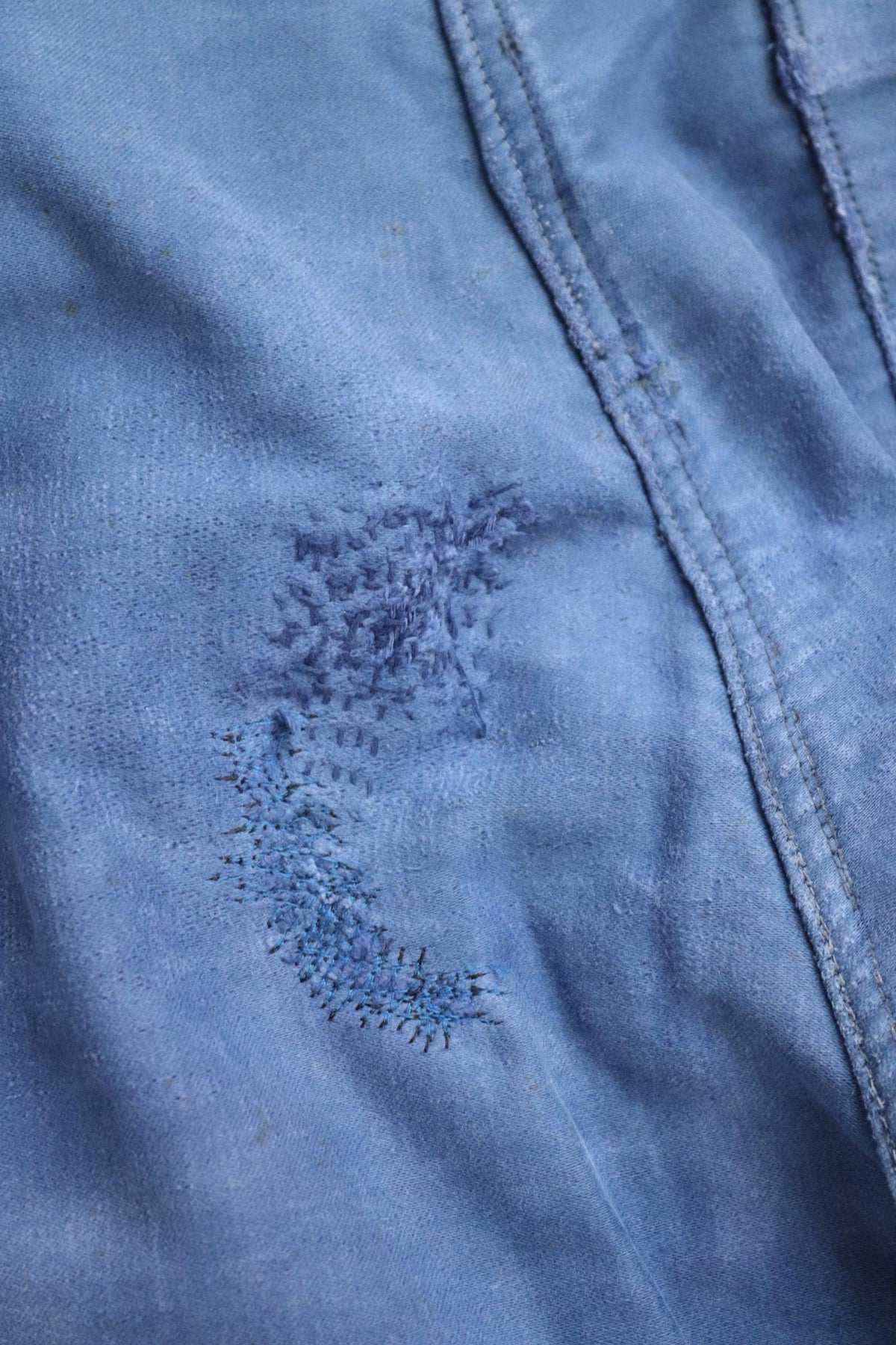 Vintage 1950s French workwear trousers - blue moleskin chore pants - 30” x 25”