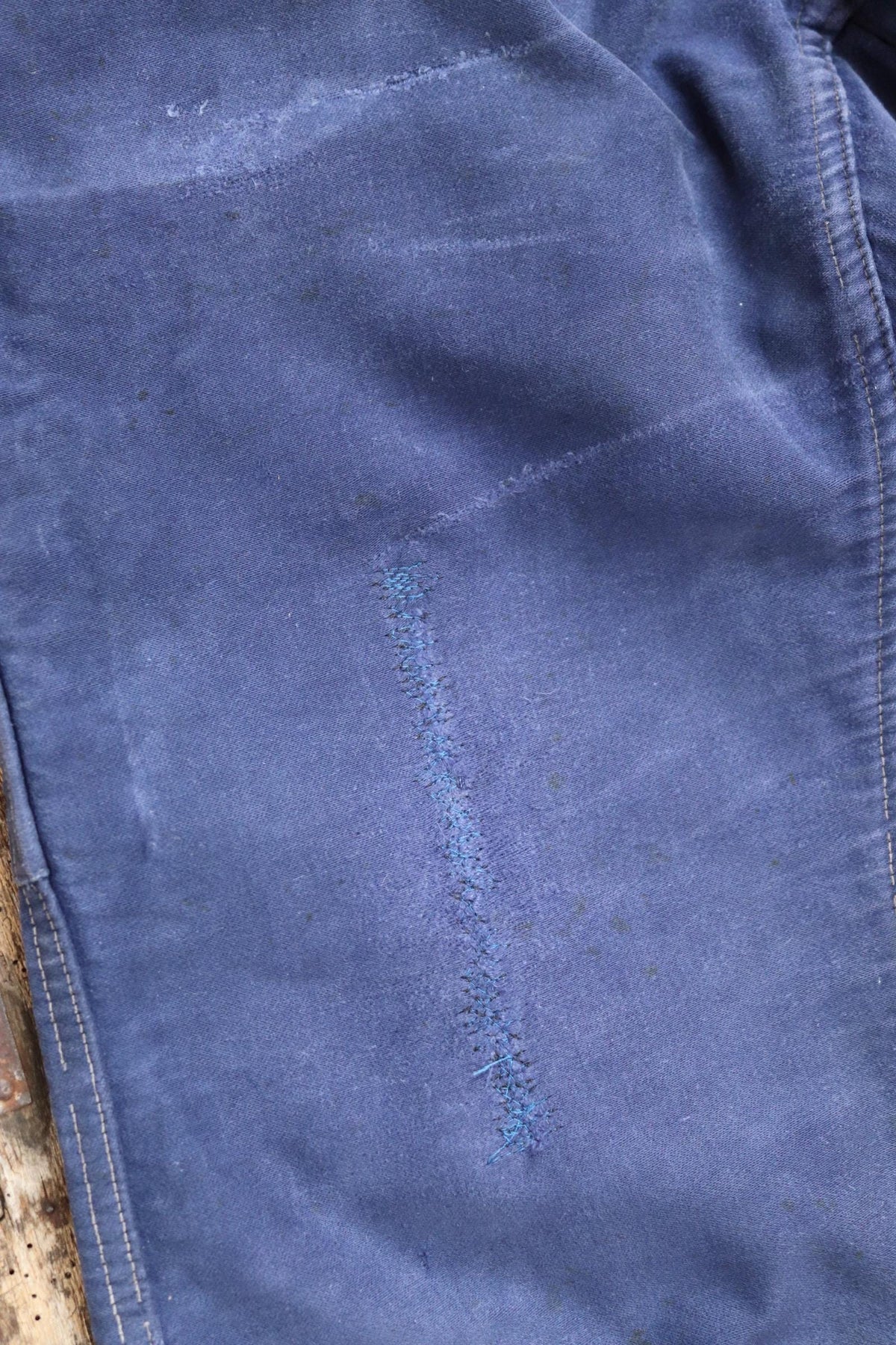 Vintage 1960s French workwear trousers - blue moleskin chore pants - 31” x 26”
