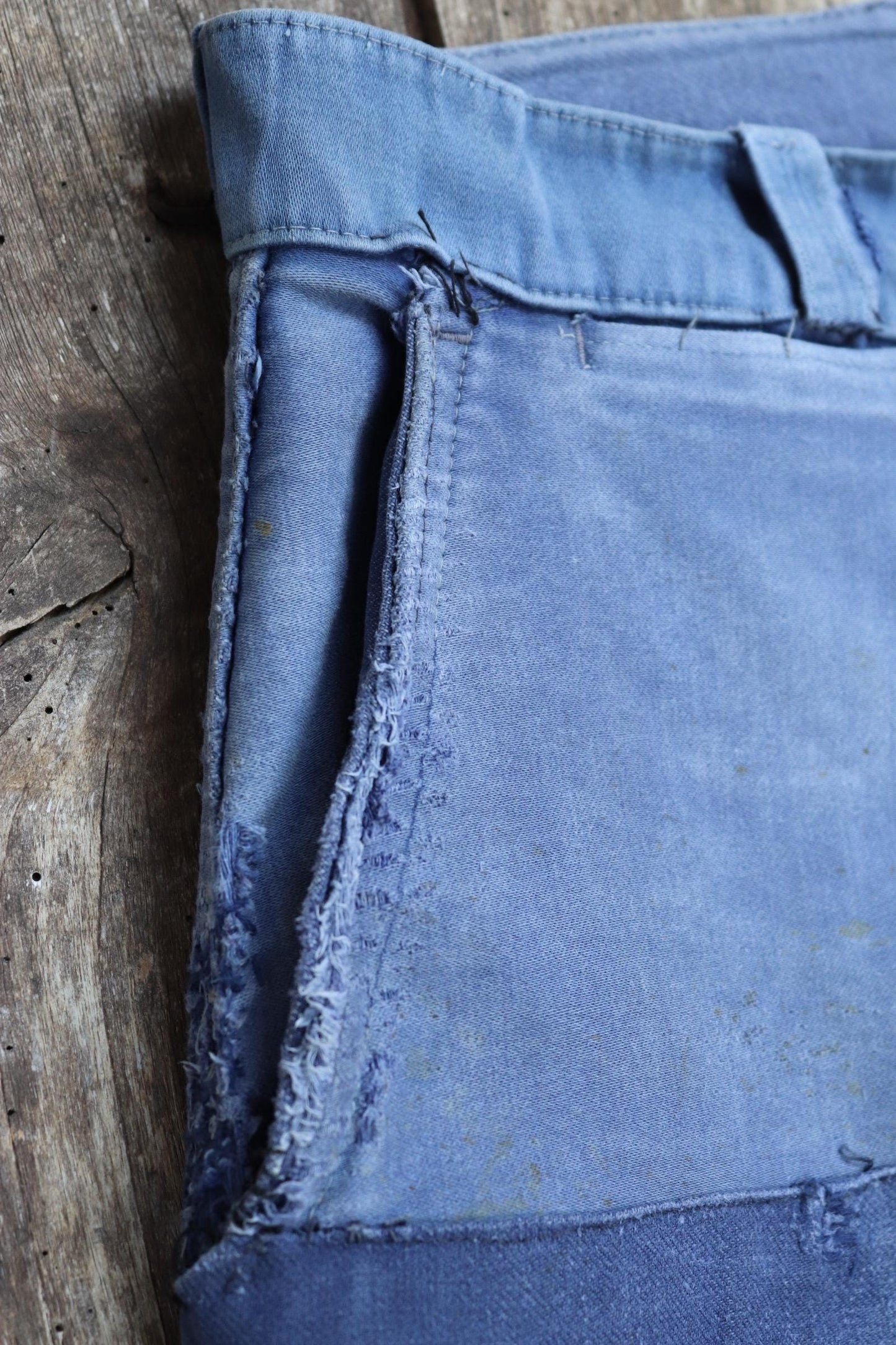 Vintage 1960s French workwear trousers - blue moleskin chore pants - 30” x 26”