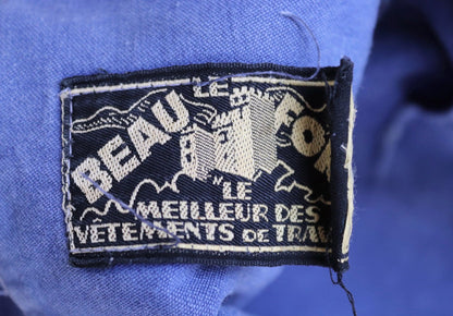 Vintage 1960s French workwear trousers - blue moleskin chore pants - 30” x 26”