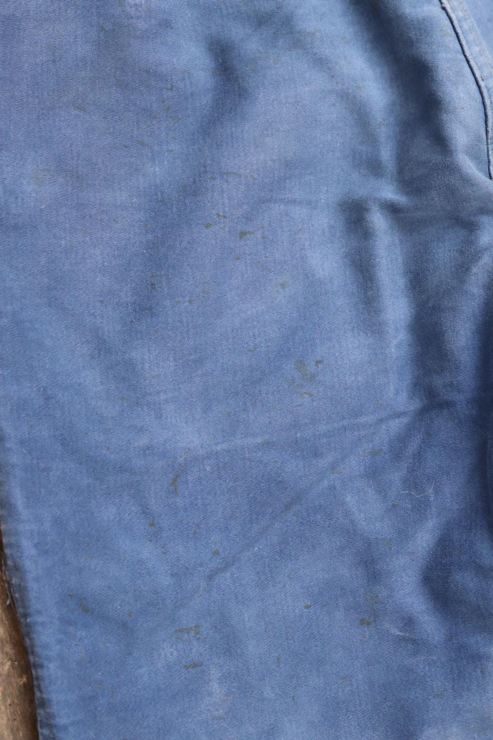 Vintage 1960s French workwear trousers - blue moleskin chore pants - 31” x 27”