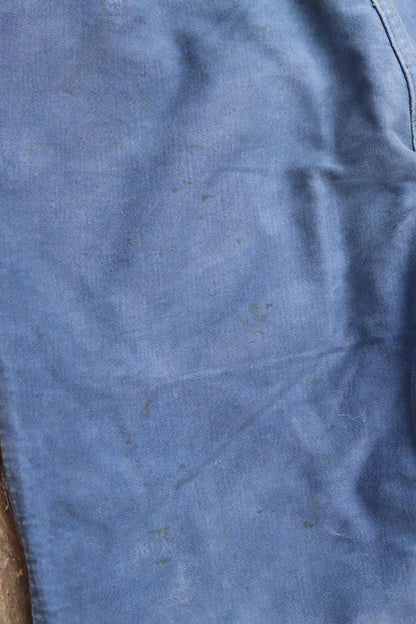 Vintage 1960s French workwear trousers - blue moleskin chore pants - 31” x 27”