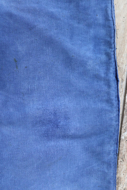 Vintage 1960s French workwear trousers - blue moleskin chore pants - 31” x 27”