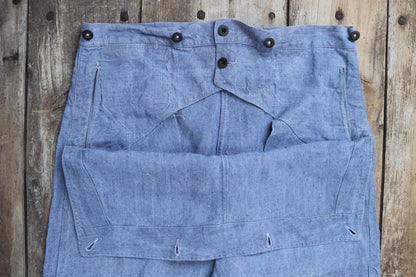 Vintage 1960s French linen sailor pants - wide leg - military workwear - 37" x 33"