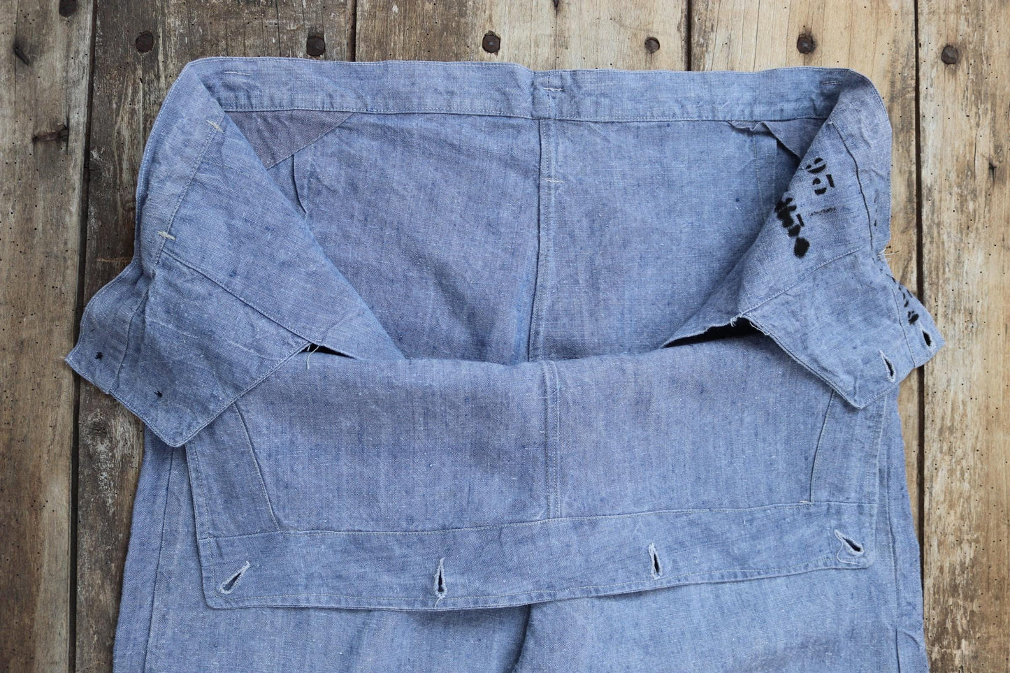 Vintage 1960s French linen sailor pants - wide leg - military workwear - 37" x 33"