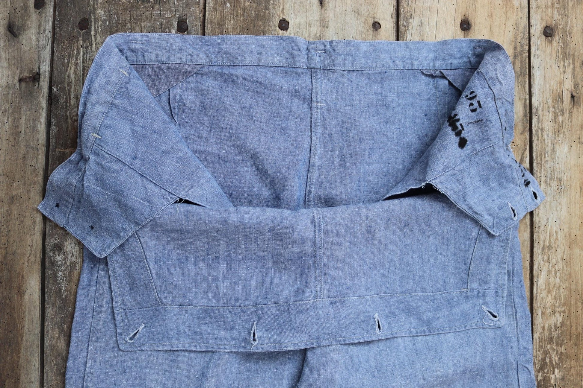 Vintage 1960s French linen sailor pants - wide leg - military workwear - 37" x 33"
