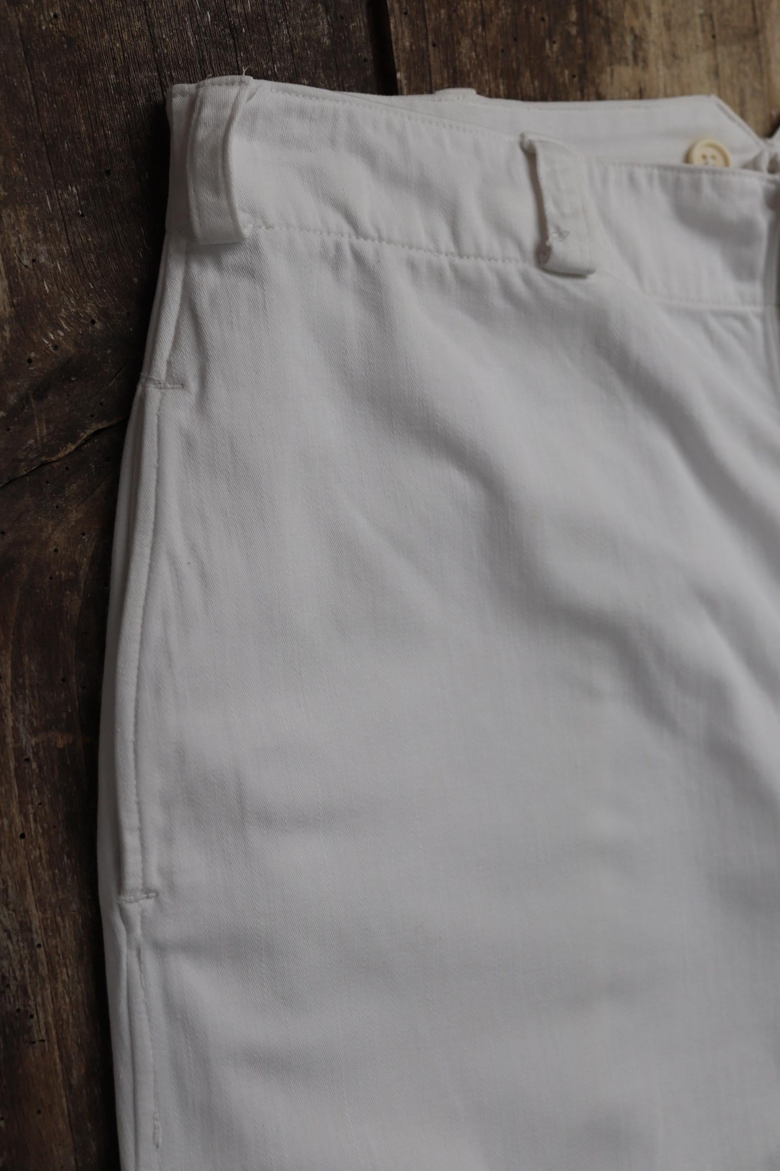 Vintage 1940s French white cotton naval trousers - Marine Nationale - 33” x 30” - riviera beach