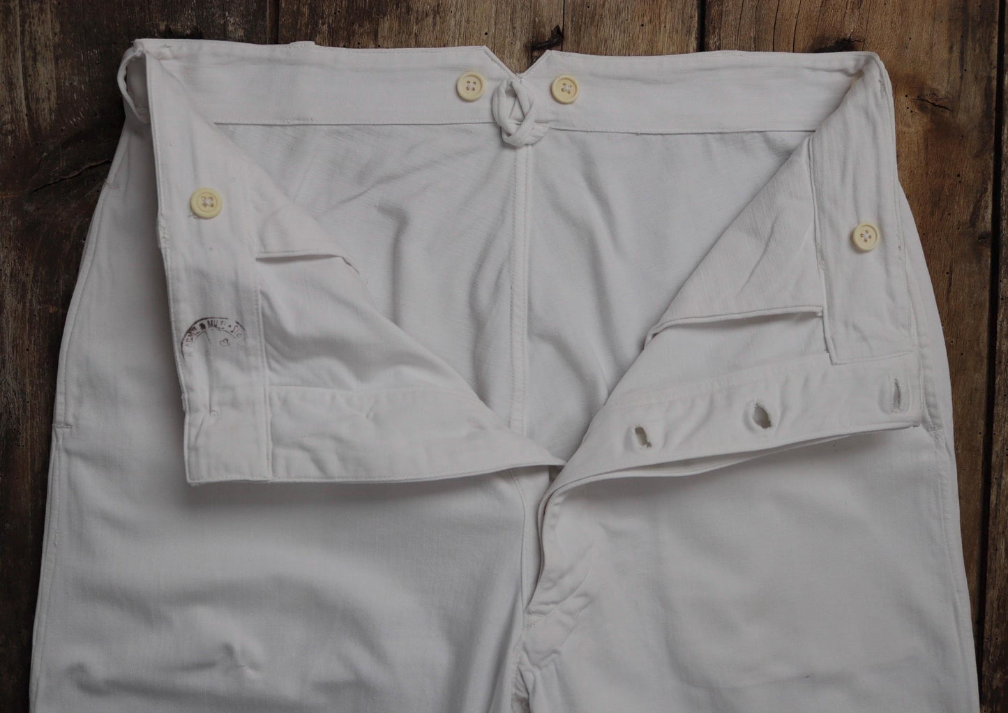 Vintage 1940s French white cotton naval trousers - Marine Nationale - 33” x 30” - riviera beach