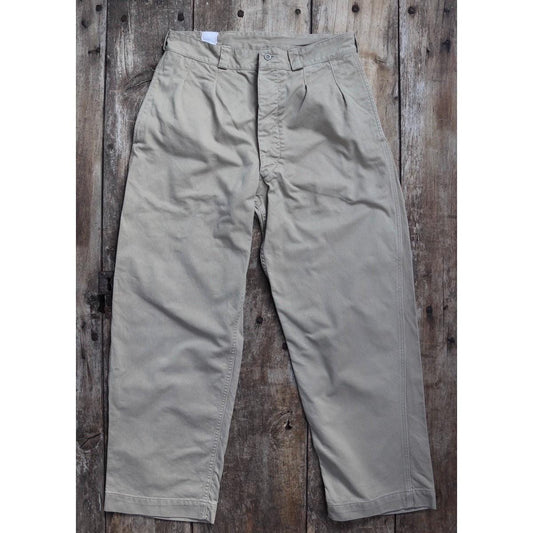 Vintage 1960s French army chinos - military trousers - pleated pants - 31" x 28"