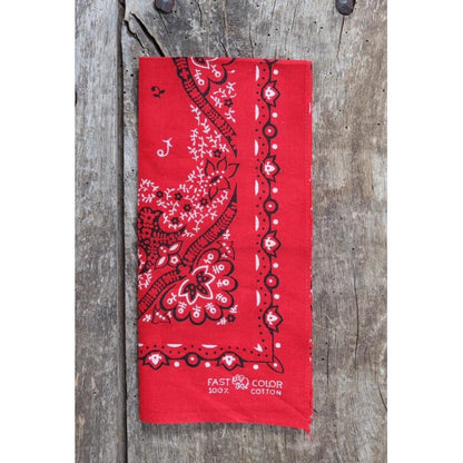Vintage 1960s Elephant bandana - red cotton neckerchief - Western hanky