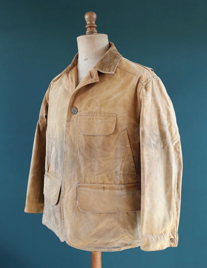 Vintage 1930s Utica Duxbak workwear jacket - duck cotton canvas - chore coat - 48” chest