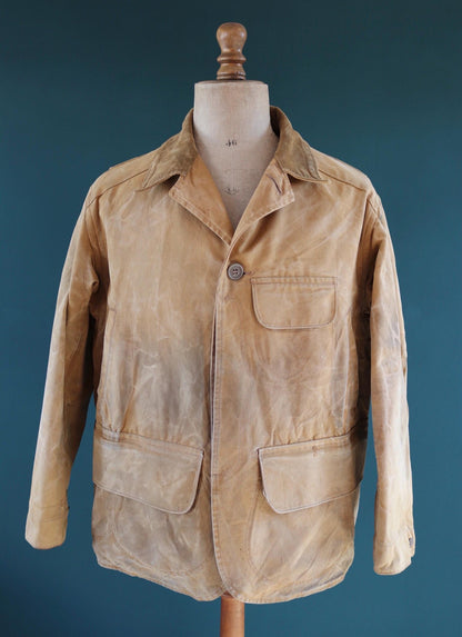 Vintage 1930s Utica Duxbak workwear jacket - duck cotton canvas - chore coat - 48” chest