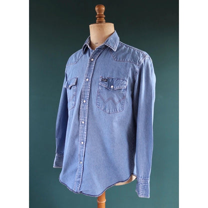 Vintage Wrangler denim shirt - cowboy - Western style - 47" chest