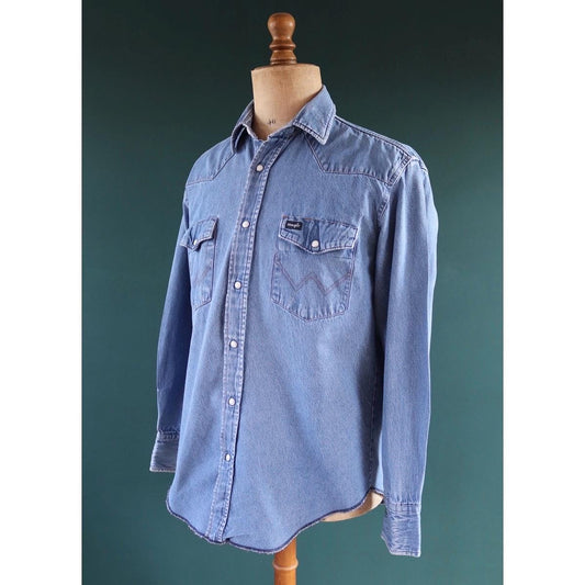 Vintage Wrangler denim shirt - cowboy - Western style - 47" chest