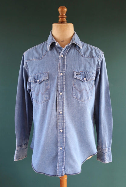 Vintage Wrangler denim shirt - cowboy - Western style - 47" chest