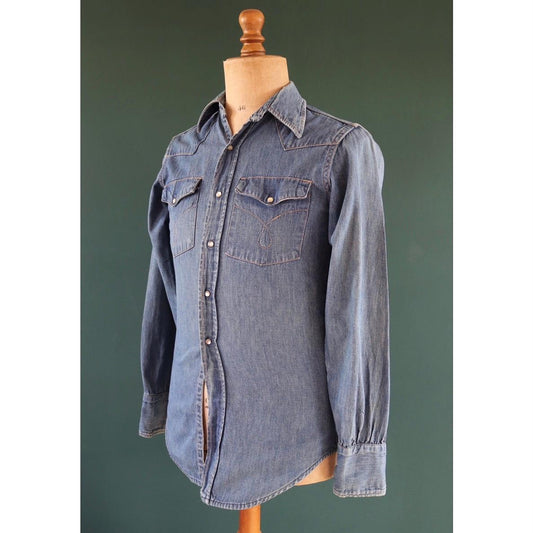 Vintage 1970s denim cowboy shirt - Penney’s Ranchcraft - Western style - 38" chest