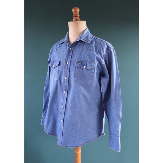 Vintage Wrangler denim shirt - cowboy - Western style - 47" chest