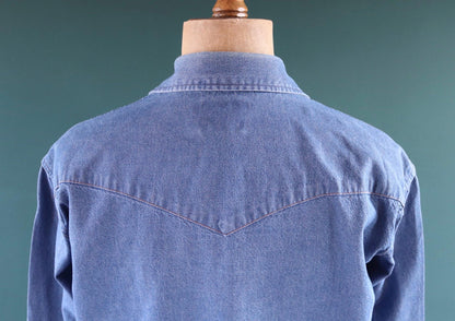 Vintage Wrangler denim shirt - cowboy - Western style - 47" chest